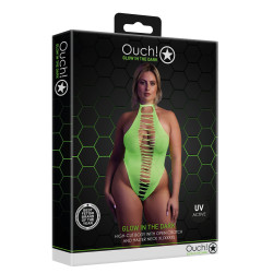 Ouch! Glow Body échancré ouvert à l'entrejambe avec dos nu Vert Fluo
